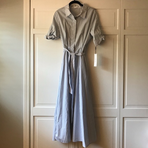 Calvin Klein sz 10 Cotton Gingham Midi Shirt Dress - Picture 4 of 8